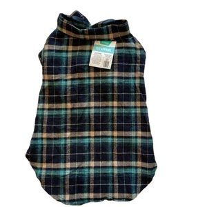 Frisco Pet Apparel Flannel Shirt Black, white, brown, tan, teal Size XL NWT